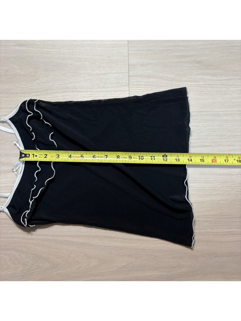 Y2K coquette black white ruffle contrast trim babydoll cami tank top - Picture 4 of 5